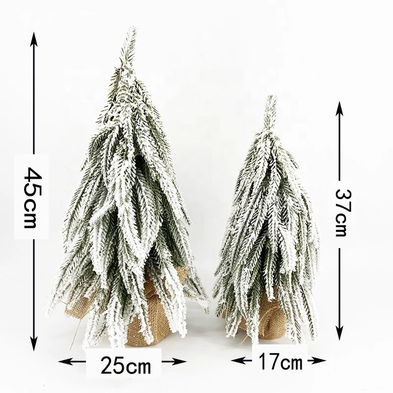 Europe style size S indoor Xmas Home table Decorations umbrella shape with snow effect PE christmas tree