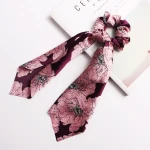 European and American big flower satin printed silk scarves large hair scrunchies fashion floral printing hair scrunchies