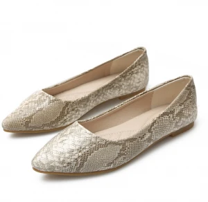European and American fashion style snakeskin print flat bottom women flat shoes casual