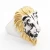 Exaggerated Domineering Stainless Steel Gold Silver Black Lion of Judah Lion Head Hiphop Finger Ring Men