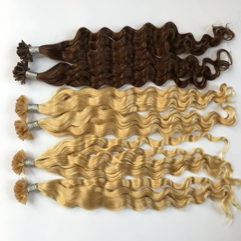 Factory Direct Wholesale Indian Virgin Hair 10A Nail Tip/U Tip Keratin Fusion Curly Human Hair Extensions