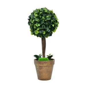 Factory price artificial grass ball bonsai tree faux natural evergreen topiary boxwood ball plants potted  for sale
