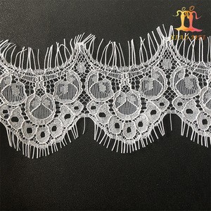 Factory price Chemical polyester fancy eyelash lace trim for bridal veil