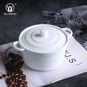 factory price hot sale ceramic porcelain soup tureen cooking pot with lid&amp;handle