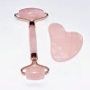 Factory price Natural rose quartz roller and gua sha crystal gua sha jade roller for face