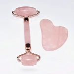 Factory price Natural rose quartz roller and gua sha crystal gua sha jade roller for face