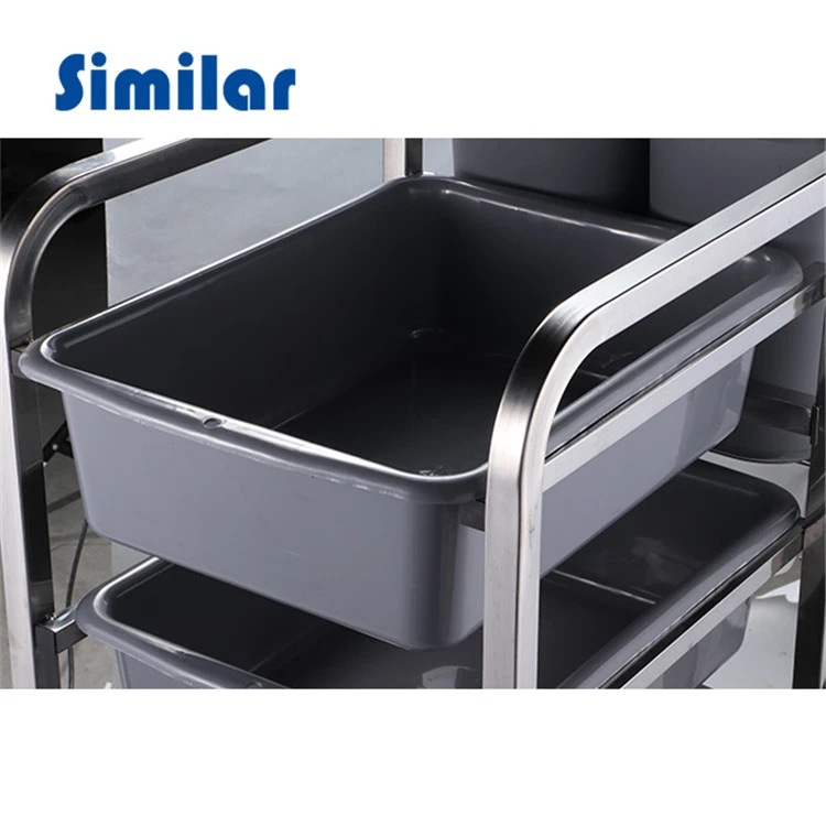 Factory Price Restaurant Dish Collect Service Cleaning Cart With Plastic Buckets