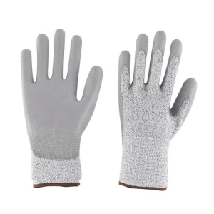 Factory Seamless Cut Level 5 HPPE PU Palm Coated Hand Protection Cut Resistant Safety Gloves