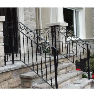 Factory Supply Outdoor Interior Design Wrought Iron Stair Railing Galvanized Steel staircase railing Decorative handrail