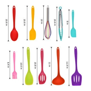 Factory Wholesale 10Pcs Silicone Kitchen Utensil Set,Kitchen Tools For Cooking