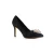 Import Factory Wholesale Office Lady Mid Heeled Dress Shoe Black Faux Suede Pumps Shoes Heel Women from China