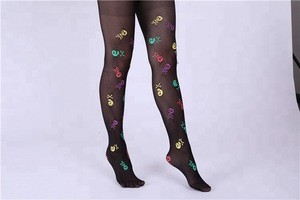Factory wholesale unregular colorful skull printed stocking fashionable tights