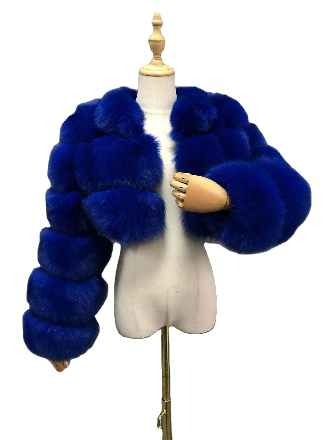 Fake fox fur jacket with stand collar Faux fox fur long sleeve women faux fur coat