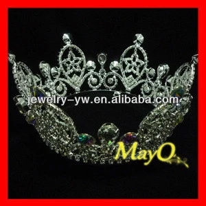 Fashion AB Crystal Full Pageant  Round Crown Hair Jewelry For Wedding Women Hair Accessories
