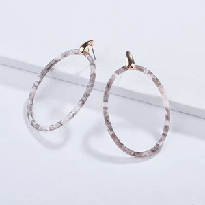 Fashion earrings jewelry for women acrylic disc big hoop earrings Hollow leopard oval stud earrings 4 colors to choose