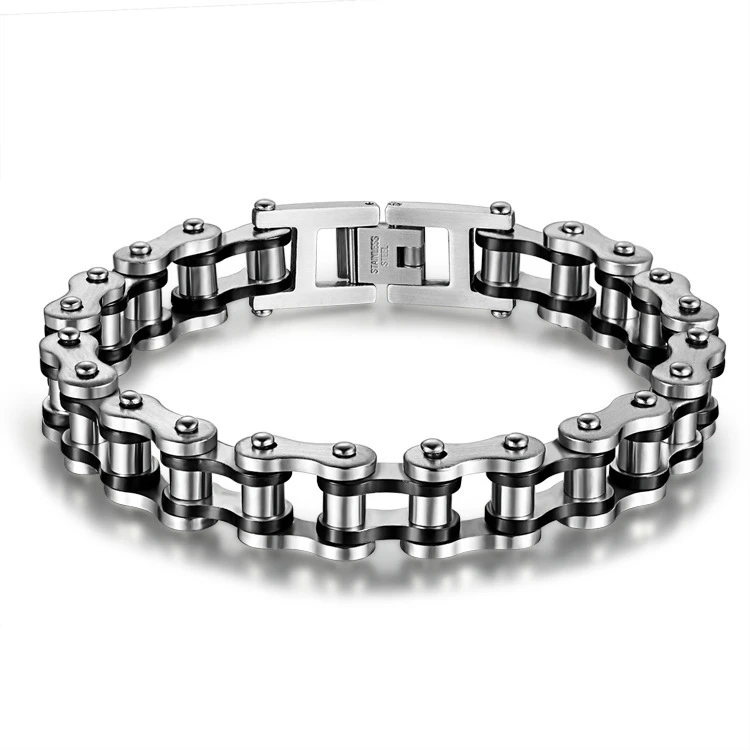 Fashion Titanium Steel Plain Rock And Roll Bracelet Jewelry Bicycle Chain Adjustable Opening Stainless Steel Men Bracelet