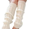 fashion women blank acrylic loom knitting cable leg warmers