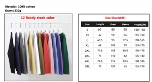 FEIBAI Factory Ready Stock 230g 100% Cotton Unisex Men Women Long Sleeve T Shirt Custom LOGO TShirt Printing Blank T-Shirt