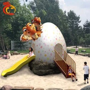 Fiberglass Cartoon Dinosaur Children&#39;s Slide for Outside Amusement Park