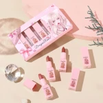Five Lipstick Set Cosmetics Velvet Mist Surface Not Easy to Fade Matte Lipstick Mini Pink Set Box