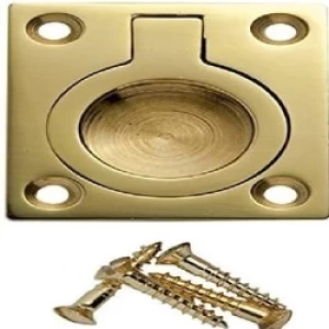 Flush Ring Pull Handle Brass Polished