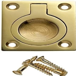 Flush Ring Pull Handle Brass Polished