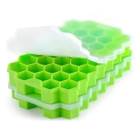 Food Grade Eco-friendly Honeycomb Shape 37 Holes Silicone Ice Cube Tray Mold With Lids