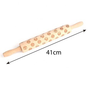 Food grade wood custom pattern kitchen dough rolling pin