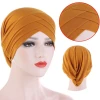 Forehead Cross Bonnet Pure Color Stretch Cotton Ready To Wear Inner Islamic Hat Muslim Hijab
