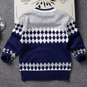 Free shipping v-neck knitted pattern cotton children cardigan sweater for boys