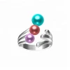 freshwater pearl silver ring multi color open ring jewelry mounting wholesale