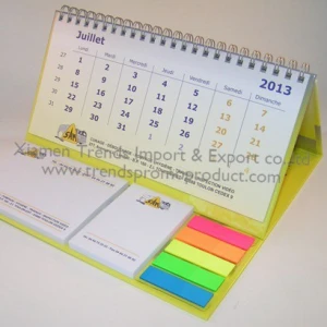 full color printing cardboard stand calendar/Luxury office table top sticky calendar/calender with memo pad