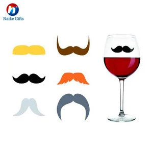 Funny Wine Glass Mustache Drink Marker In Bar Accessories