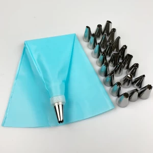 FY 18 PCS/Set Silicone Pastry Bag Tips Kitchen DIY Icing Piping Cream Reusable Pastry Bags +16 Nozzle Set Cake Decorating Tools