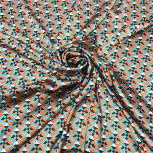 Geometric Silk Stretch Satin Fabric 16mm Spandex Fabric for dress robe pajamas