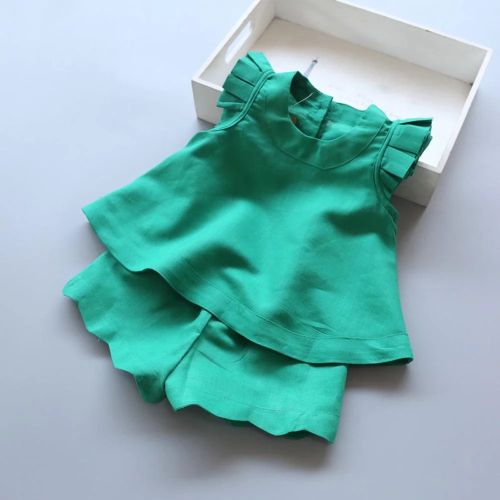 Girls Clothing Sets Summer O-Neck Sleeveless T-Shirt+Pants 2 Pcs Kids Clothing Sets Children Clothing