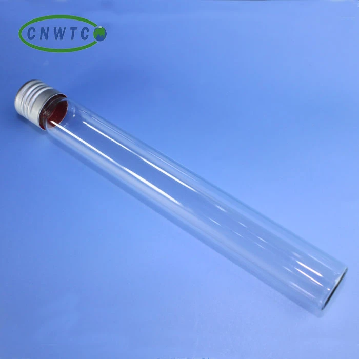 glass test tubes with aluminum screw cap