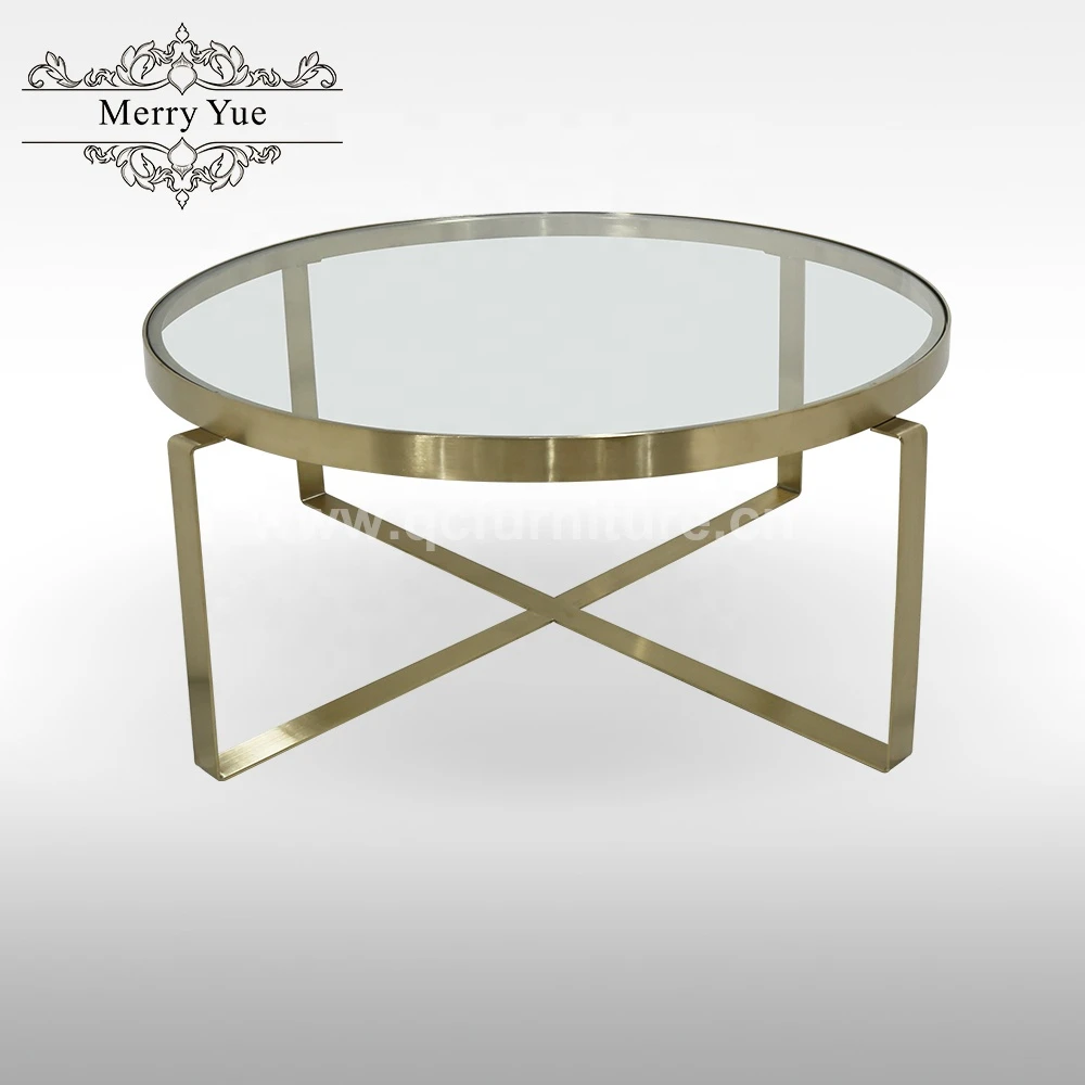 Glass top coffee table modern home furniture stainless steel legs tea center coffee table