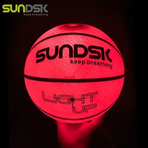 Glow in the dark light up LED custom logo size 7 rubber basketball