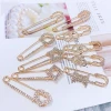 Gold Color Pin Flower Brooches for Women Wedding Rhinestone Bouquet Bijoux Pins Clothing Jewelry Accessories
