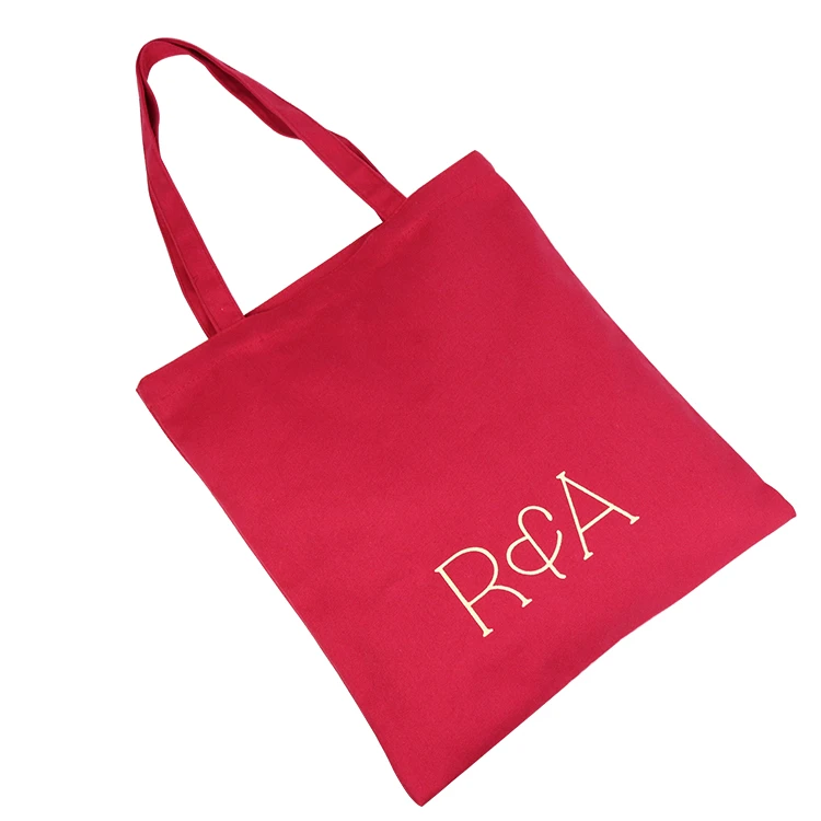 Good Quality Fashion Logo Shopper Reusable Canvas Red Fabric Cotton Bag