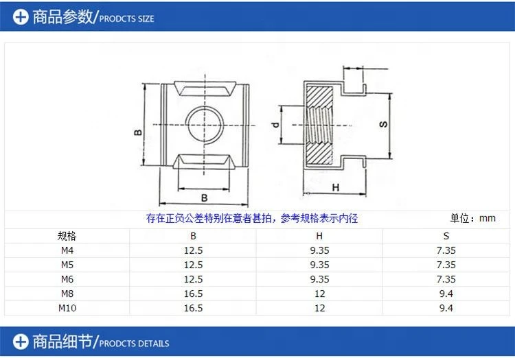 Good Quality Low Carbon Steel Cage Nuts Support