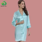 green-tex women  short sleeve pajamas sleepshirt satin nightshirt