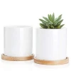 Greenaholics Succulent Plant Pots Containers, with Bamboo Tray