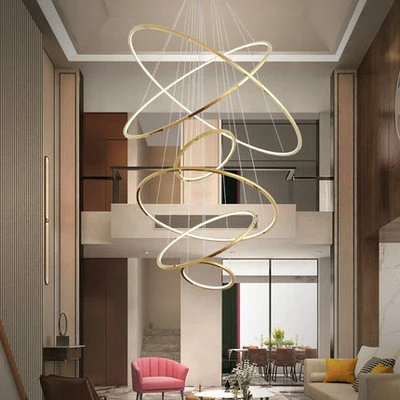 Guzhen manufacturers can customize contemporary acrylic gold ring chandelier stainless steel round led chandelier