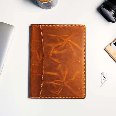 Handmade Custom Leather Portfolio  Personalized A4 Portfolio Office Gift Refillable Notepad Cover