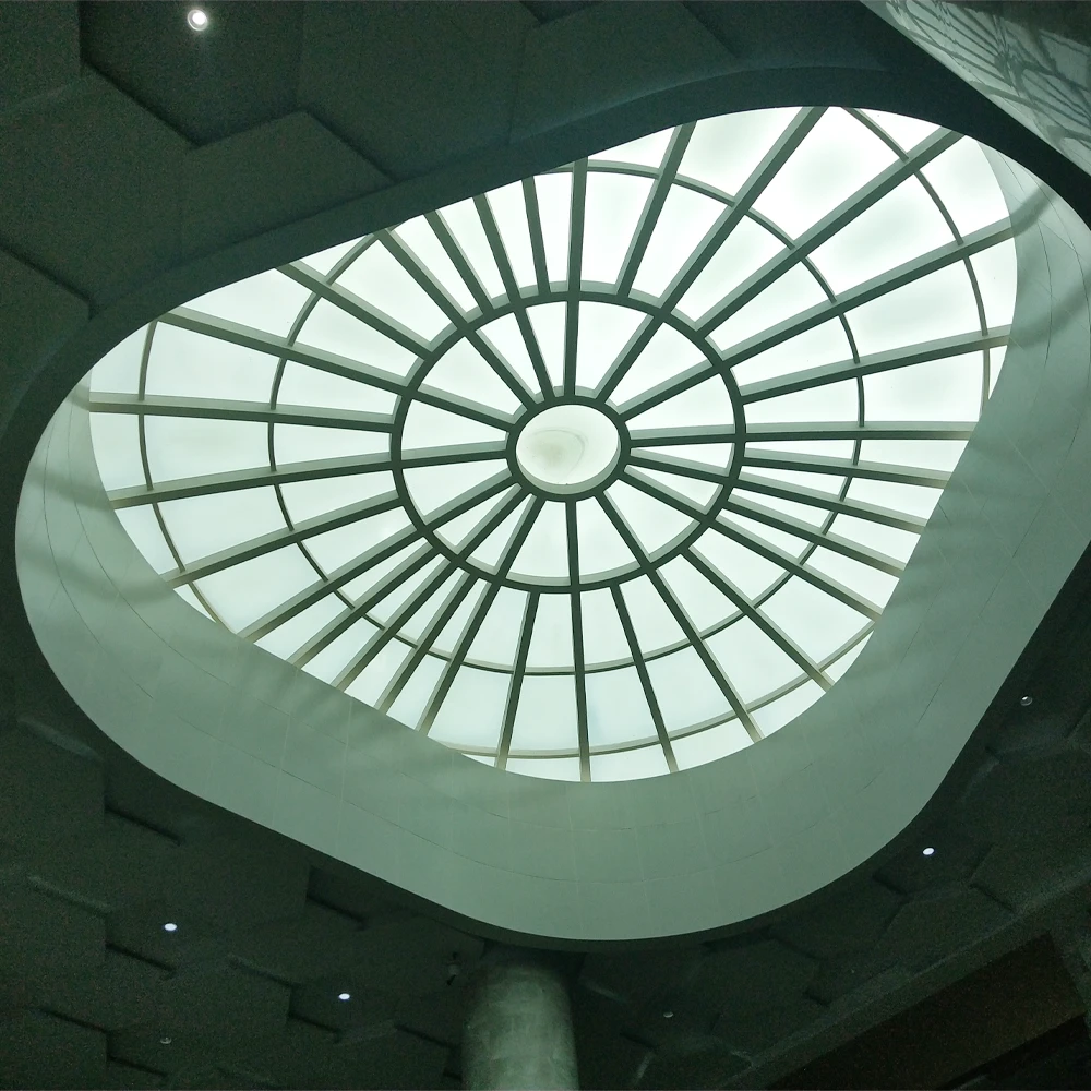 HEWEI  custom sun shading thermal insulation tempered glass dome for glass roof skylight