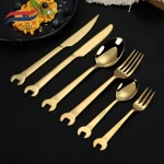 High grade Stainless Steel Cutlery Custom Color Luxury Flatware Sets tableware wrench Metal cutlery set with gift box