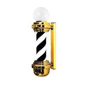 High quality classical gold frame LED pole light barber shop sign bracket for salon