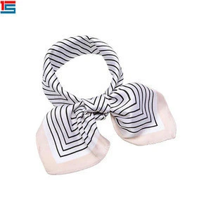 High quality custom made printing square small imitation silk scarf for women
